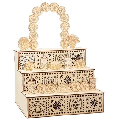 Xdyyjrasa Opferaltar-Set, 3-stöckig, aus Holz, Khaki Khakifarbene Schattenbox aus Holz mit Regalen zur Erinnerung Xdyyjrasa Opferaltar-Set, 3-stöckig, aus Holz, Khaki Khakifarbene Schattenbox aus Holz mit Regalen zur Erinnerung