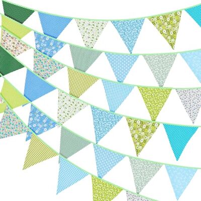 G2PLUS 10M Süße Beidseitig Wimpel Girlande Stoff: Grün Bunting Wimpelkette, Stoffgirlande mit 36 STK Farbenfroh Wimpeln für Hochzeits Geburtstag Party,Kinderzimmer-Deko G2PLUS 10M Süße Beidseitig Wimpel Girlande Stoff: Grün Bunting Wimpelkette, Stoffgirlande mit 36 STK Farbenfroh Wimpeln für Hochzeits Geburtstag Party,Kinderzimmer-Deko