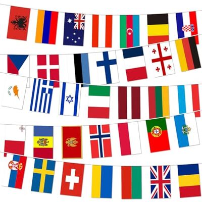Xizenna Eurovision Europäische Flagge Wimpelkette 12m Eurovision Song Contest 2026 Fahnen,35 Länder Doppelseitige Stoff-Wimpelkette Europäische Flagge Bunting,für Bar,Garten,Drinnen Draußen Dekoration Xizenna Eurovision Europäische Flagge Wimpelkette 12m Eurovision Song Contest 2026 Fahnen,35 Länder Doppelseitige Stoff-Wimpelkette Europäische Flagge Bunting,für Bar,Garten,Drinnen Draußen Dekoration