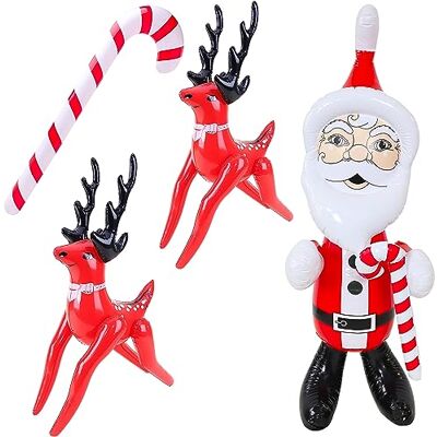 Toyland ® Riesige aufblasbare Weihnachtsdekoration, 4 Stück, 1 x 1,2 m Weihnachtsmann, 60 x 60 cm Rentiere und 1 x 90 cm Zuckerstange, festliche Accessoires Toyland ® Riesige aufblasbare Weihnachtsdekoration, 4 Stück, 1 x 1,2 m Weihnachtsmann, 60 x 60 cm Rentiere und 1 x 90 cm Zuckerstange, festliche Accessoires