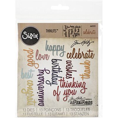 Tim Holtz Thinlits 13-teiliges Set - Celebration Script Words Bastelstanzen Tim Holtz Thinlits 13-teiliges Set - Celebration Script Words Bastelstanzen