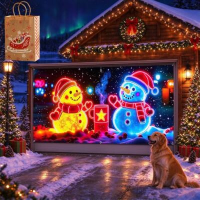 Jmwub Garagentor Banner Weihnachten für Außen, Santa mit Lieferwagen (400 * 185,1PC-J) Jmwub Garagentor Banner Weihnachten für Außen, Santa mit Lieferwagen (400 * 185,1PC-J)