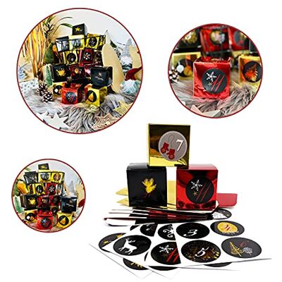 Unique ® DIY Adventskalender Set 24 Pappschachteln Boxen + 24 Zahlen Sticker Aufkleber für Weihnachten Advent Deko Basteln (Weihnachtsmotive Mix 1) Unique ® DIY Adventskalender Set 24 Pappschachteln Boxen + 24 Zahlen Sticker Aufkleber für Weihnachten Advent Deko Basteln (Weihnachtsmotive Mix 1)