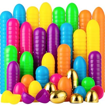 JOYIN 25 Stück Kunststoff-Ostereier, leer, 5,8 cm, 19 Stück, bunt, mit 6 Stück goldenen Eiern, in großen Mengen befüllbar, für Ostern, Jagd, Party, Geschenk, Korbfüller, Füller, Klassenzimmer JOYIN 25 Stück Kunststoff-Ostereier, leer, 5,8 cm, 19 Stück, bunt, mit 6 Stück goldenen Eiern, in großen Mengen befüllbar, für Ostern, Jagd, Party, Geschenk, Korbfüller, Füller, Klassenzimmer