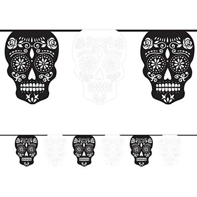 amscan 220079-55 Girlande Day of the Dead, aus Papier, Länge 365 cm, schwarz & weiß, Skull, Mexiko, Dia de los Muertos, Halloween, Horror-Party, Mottoparty amscan 220079-55 Girlande Day of the Dead, aus Papier, Länge 365 cm, schwarz & weiß, Skull, Mexiko, Dia de los Muertos, Halloween, Horror-Party, Mottoparty