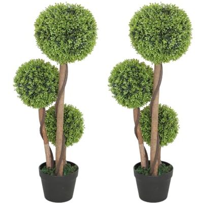 HOMCOM Künstlicher Buchsbaum 2er Set groß 90 cm Kunstbaum mit UV-Schutz Kunstpflanze im Topf, Plastik Künstliche Pflanzen, Fake Plant wie Echt, Wohnzimmer Schlafzimmer Büro, Dekoration Geschenk HOMCOM Künstlicher Buchsbaum 2er Set groß 90 cm Kunstbaum mit UV-Schutz Kunstpflanze im Topf, Plastik Künstliche Pflanzen, Fake Plant wie Echt, Wohnzimmer Schlafzimmer Büro, Dekoration Geschenk