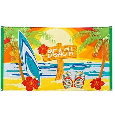 Boland 52466 Fahne Strand, Größe 90 x 150 cm, Polyester, Beach, Beachparty, Gartenparty, Banner, Wanddekoration, Hängedekoration, Kindergeburtstag, Mottoparty, Karneval Boland 52466 Fahne Strand, Größe 90 x 150 cm, Polyester, Beach, Beachparty, Gartenparty, Banner, Wanddekoration, Hängedekoration, Kindergeburtstag, Mottoparty, Karneval