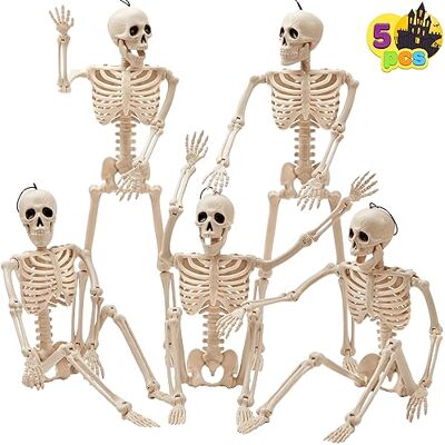 JOYIN 5 Stück Halloween Skelett deko,40.6 cm Ganzkörper bewegliche Gelenke hängende Skelette für Friedhofsdekorationen Halloween Hause Party Dekoration Spukhaus Zubehör JOYIN 5 Stück Halloween Skelett deko,40.6 cm Ganzkörper bewegliche Gelenke hängende Skelette für Friedhofsdekorationen Halloween Hause Party Dekoration Spukhaus Zubehör