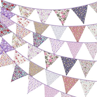 G2PLUS 10M Süße Beidseitig Wimpel Girlande Stoff: Lila Bunting Wimpelkette, Stoffgirlande mit 36 STK Farbenfroh Wimpeln für Hochzeits Geburtstag Party,Kinderzimmer-Deko G2PLUS 10M Süße Beidseitig Wimpel Girlande Stoff: Lila Bunting Wimpelkette, Stoffgirlande mit 36 STK Farbenfroh Wimpeln für Hochzeits Geburtstag Party,Kinderzimmer-Deko