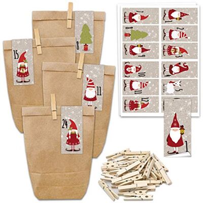 Papierdrachen Adventskalender 2026 Mini Set Nr. 62 mit Klammern 24 braune Geschenktüten Inkl. Zahlenaufkleber eckige Aufkleber Nikolaus zum Befüllen & Basteln Weihnachten Papierdrachen Adventskalender 2026 Mini Set Nr. 62 mit Klammern 24 braune Geschenktüten Inkl. Zahlenaufkleber eckige Aufkleber Nikolaus zum Befüllen & Basteln Weihnachten