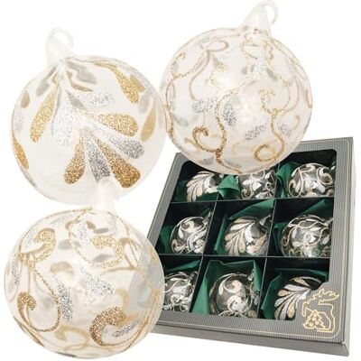 Krebs Glas Lauscha Weihnachtsdekoration/Christbaumschmuck aus Glas Christbaumkugeln mit Öse Farbe: Gold, Silber Inhalt: 9 Stück Größe: ca. 8 cm Krebs Glas Lauscha Weihnachtsdekoration/Christbaumschmuck aus Glas Christbaumkugeln mit Öse Farbe: Gold, Silber Inhalt: 9 Stück Größe: ca. 8 cm