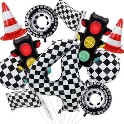 Mizijia 11 Stück Car Geburtstagsdeko, Folienballon Auto Geburtstag, Auto Deko 4. geburtstag Junge, Ampel Ballon Deko, Fahnen und Reifen Auto Racing Ballon, 4 Jahre Rennauto Geburtstag Luftballons Junge Party Mizijia 11 Stück Car Geburtstagsdeko, Folienballon Auto Geburtstag, Auto Deko 4. geburtstag Junge, Ampel Ballon Deko, Fahnen und Reifen Auto Racing Ballon, 4 Jahre Rennauto Geburtstag Luftballons Junge Party