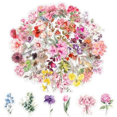Ethernotes 150 Transparent Scrapbook Stickers, Wasserfeste Blumen Sticker PET Aufkleber Blumen, Selbstklebend, Bunt, Dekorative Scrapbook Zubehör Set für Fotoalbum(Verblasster Mohn) Ethernotes 150 Transparent Scrapbook Stickers, Wasserfeste Blumen Sticker PET Aufkleber Blumen, Selbstklebend, Bunt, Dekorative Scrapbook Zubehör Set für Fotoalbum(Verblasster Mohn)
