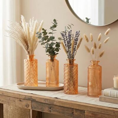 levandeo 4er Set Vase Orange H14cm Glas Blumenvase Tischdeko Frühling Blumendeko Glasvase Dekovase Flaschenvase Trockenblumen levandeo 4er Set Vase Orange H14cm Glas Blumenvase Tischdeko Frühling Blumendeko Glasvase Dekovase Flaschenvase Trockenblumen