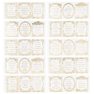 Ideen mit Herz Gravur-Sticker, transparent/gold, 10 Bogen à 10 x 23 cm Goldene Aufkleber zum Basteln & Dekorieren Geburtstag, Weihnachten, Rente & mehr (Lebenssprüche) Ideen mit Herz Gravur-Sticker, transparent/gold, 10 Bogen à 10 x 23 cm Goldene Aufkleber zum Basteln & Dekorieren Geburtstag, Weihnachten, Rente & mehr (Lebenssprüche)