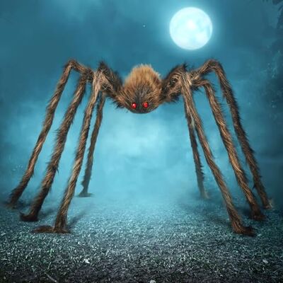 JOYIN Halloween-Spinne, braune Riesenspinne, Outdoor-Dekorationen, 150 cm große haarige, gruselige, künstliche Spinne, braun, große, realistische Requisiten für Hofparty, Rasen, Gartendekorationen JOYIN Halloween-Spinne, braune Riesenspinne, Outdoor-Dekorationen, 150 cm große haarige, gruselige, künstliche Spinne, braun, große, realistische Requisiten für Hofparty, Rasen, Gartendekorationen