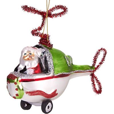 BRUBAKER Weihnachtsmann im Helikopter Grün Handbemalte Weihnachtskugel aus Glas Mundgeblasener Christbaumschmuck Figuren lustig Deko Anhänger Baumkugel 11 cm BRUBAKER Weihnachtsmann im Helikopter Grün Handbemalte Weihnachtskugel aus Glas Mundgeblasener Christbaumschmuck Figuren lustig Deko Anhänger Baumkugel 11 cm