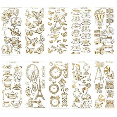 Ideen mit Herz Gravur-Sticker, transparent/gold, 10 Bogen à 10 x 23 cm Goldene Aufkleber zum Basteln & Dekorieren Karten & Geschenke zu Geburtstag, Weihnachten, Rente & mehr (Nostalgie) Ideen mit Herz Gravur-Sticker, transparent/gold, 10 Bogen à 10 x 23 cm Goldene Aufkleber zum Basteln & Dekorieren Karten & Geschenke zu Geburtstag, Weihnachten, Rente & mehr (Nostalgie)