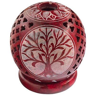 Unbekannt Teelicht Kugel "Baum des Lebens" Speckstein rot 8cm Unbekannt Teelicht Kugel "Baum des Lebens" Speckstein rot 8cm