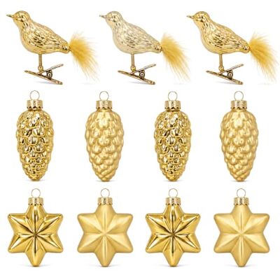 com-four ® 11x Weihnachtsbaumanhänger aus Glas Sterne, Zapfen & Vögel Edler Christbaumschmuck zum Aufhängen 11-teiliges Set für Tannenbaum, Weihnachtsbaum und festliche Dekoration com-four ® 11x Weihnachtsbaumanhänger aus Glas Sterne, Zapfen & Vögel Edler Christbaumschmuck zum Aufhängen 11-teiliges Set für Tannenbaum, Weihnachtsbaum und festliche Dekoration