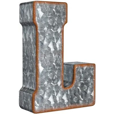 CraftyCrocodile Verzinkte Metall-Buchstaben für Wanddekoration, 3D-Buchstabe L zum Aufhängen und freistehend, dekorative rustikale Alphabet-Buchstaben für Wohnzimmer, Schlafzimmer, Küche, 17,8 cm CraftyCrocodile Verzinkte Metall-Buchstaben für Wanddekoration, 3D-Buchstabe L zum Aufhängen und freistehend, dekorative rustikale Alphabet-Buchstaben für Wohnzimmer, Schlafzimmer, Küche, 17,8 cm