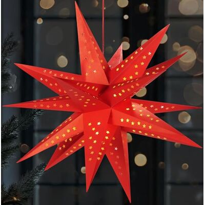 BRUBAKER 3D Weihnachtsstern für Innen 60 cm XXL Leuchtstern Weihnachten Batteriebetrieben mit Timer LED Stern Hängend Adventsstern für Fensterdeko und Weihnachtsdeko Papierstern Rot BRUBAKER 3D Weihnachtsstern für Innen 60 cm XXL Leuchtstern Weihnachten Batteriebetrieben mit Timer LED Stern Hängend Adventsstern für Fensterdeko und Weihnachtsdeko Papierstern Rot