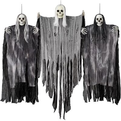 JOYIN 3 Stück hängende Halloween-Skelett-Geister-Dekorationen für den Außenbereich, Sensenmann für beste Halloween-Outdoor-Dekorationen, Spukhaus-Requisite, Partyzubehör JOYIN 3 Stück hängende Halloween-Skelett-Geister-Dekorationen für den Außenbereich, Sensenmann für beste Halloween-Outdoor-Dekorationen, Spukhaus-Requisite, Partyzubehör