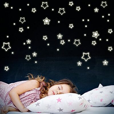 WANDKINGS Sterne XL-Set, 108 Sticker, extra starke Leuchtkraft, Wandsticker Leuchtaufkleber, Fluoreszierend und im Dunkeln leuchtend WANDKINGS Sterne XL-Set, 108 Sticker, extra starke Leuchtkraft, Wandsticker Leuchtaufkleber, Fluoreszierend und im Dunkeln leuchtend