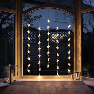 Lights4fun 3x 40er LED Stern Lichtervorhang Innen perlweiß Fensterdeko Weihnachtsdeko Fenster Lights4fun 3x 40er LED Stern Lichtervorhang Innen perlweiß Fensterdeko Weihnachtsdeko Fenster