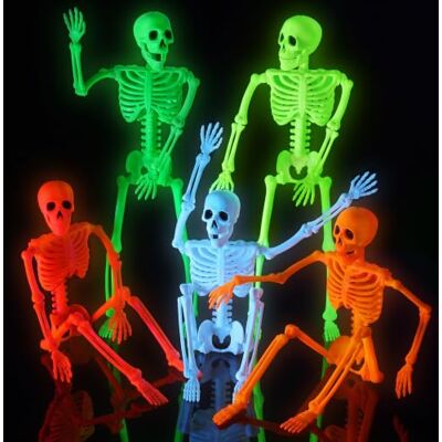 JOYIN 5-teiliges Halloween-Skelett-Dekor-Set, 40 cm, im Dunkeln Leuchtend, voll bewegliche Gelenke, hängende Skelette für Halloween-Dekoration, Friedhofsrequisite, Spukhaus, gruselige Partydekoration JOYIN 5-teiliges Halloween-Skelett-Dekor-Set, 40 cm, im Dunkeln Leuchtend, voll bewegliche Gelenke, hängende Skelette für Halloween-Dekoration, Friedhofsrequisite, Spukhaus, gruselige Partydekoration