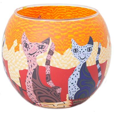 Unbekannt Leuchtglas mit Teelicht Motiv 2 Katzenpaar/11cm Unbekannt Leuchtglas mit Teelicht Motiv 2 Katzenpaar/11cm
