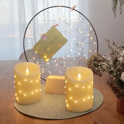 hellum 2x LED Wachskerze mit Lichterkette und Timer 10x15cm Weihnachtsdeko LED Kerzen mit flackernde Flamme, Echtwachs Kerze mit Batterien (3xAAA) für Hochzeit Weihnachten Weihnachtsbeleuchtung 152852 hellum 2x LED Wachskerze mit Lichterkette und Timer 10x15cm Weihnachtsdeko LED Kerzen mit flackernde Flamme, Echtwachs Kerze mit Batterien (3xAAA) für Hochzeit Weihnachten Weihnachtsbeleuchtung 152852