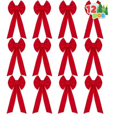 JOYIN 12 rote Weihnachtsschleifen, Weihnachtskranz-Schleifen, 66 cm lang und 25,4 cm breit, Outdoor-Weihnachtsschleifen für Baum, Innen- und Außenbereich, Weihnachtsdekoration, Ornamente JOYIN 12 rote Weihnachtsschleifen, Weihnachtskranz-Schleifen, 66 cm lang und 25,4 cm breit, Outdoor-Weihnachtsschleifen für Baum, Innen- und Außenbereich, Weihnachtsdekoration, Ornamente