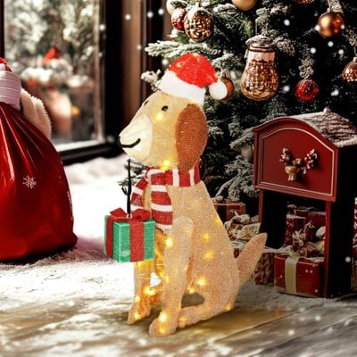 Outsunny Weihnachtsdekoration Beleuchteter Weihnachtswelpe 74 LED Gelb Warmweiße LED-Lichter, Beleuchtete Weihnachtsdeko, für Innen- und Außenbereich Outsunny Weihnachtsdekoration Beleuchteter Weihnachtswelpe 74 LED Gelb Warmweiße LED-Lichter, Beleuchtete Weihnachtsdeko, für Innen- und Außenbereich