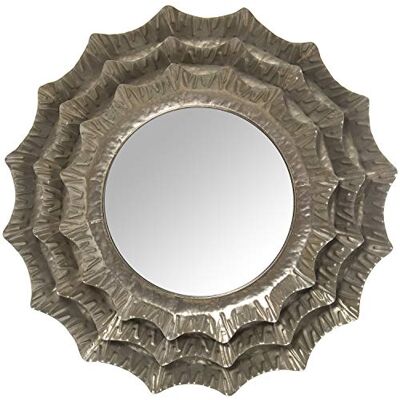 DRW Wandspiegel rund aus Metall in Silber 80 x 4,5 cm, innen 38,5 cm, 80x4,5cm, Interior 38,5cm DRW Wandspiegel rund aus Metall in Silber 80 x 4,5 cm, innen 38,5 cm, 80x4,5cm, Interior 38,5cm