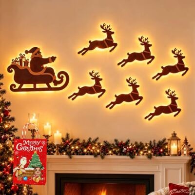Ruhemeister Pro LED-Rentier-Wanddekoration, 3D-Leucht-Rentier for Wände Festliche Weihnachtsbeleuchtung, warmes, von hinten beleuchtetes Peel & Stick-Glühen im Eingangsbereich(C) Ruhemeister Pro LED-Rentier-Wanddekoration, 3D-Leucht-Rentier for Wände Festliche Weihnachtsbeleuchtung, warmes, von hinten beleuchtetes Peel & Stick-Glühen im Eingangsbereich(C)