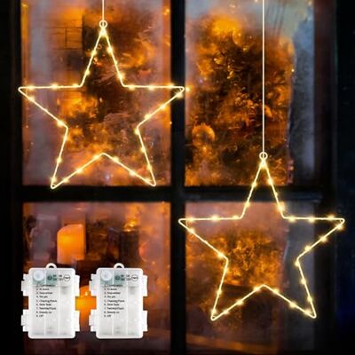 SALCAR LED Weihnachtsstern Fensterdeko, 2 Stück 60 LED Stern Weihnachtsdeko Batteriebetrieben mit Timer, 8 Modi Stern Fensterlichter für Party, Deko, Balkon, Party, Hochzeit SALCAR LED Weihnachtsstern Fensterdeko, 2 Stück 60 LED Stern Weihnachtsdeko Batteriebetrieben mit Timer, 8 Modi Stern Fensterlichter für Party, Deko, Balkon, Party, Hochzeit