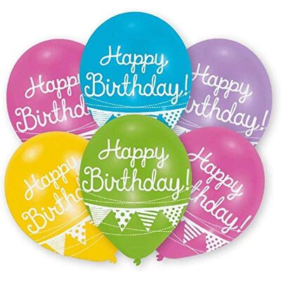amscan 9901853 Latexballons Happy Birthday, 6 Stück, circa 28 cm, farbig sortiert, Geburtstag, Luftballon amscan 9901853 Latexballons Happy Birthday, 6 Stück, circa 28 cm, farbig sortiert, Geburtstag, Luftballon