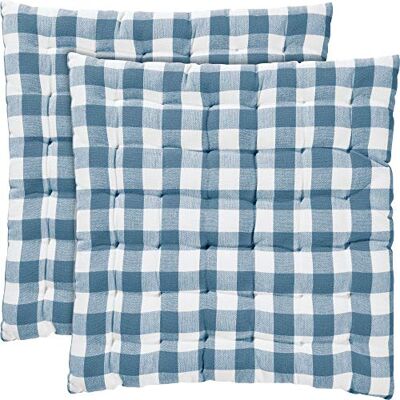 REDBEST Stuhlkissen, Stuhlauflage, Sitzkissen 2er- Pack Landhaus karo Nashville blau Größe 40x40x3 cm strapazierstark, langlebig, angenehmer Sitzkomfort (weitere Farben) REDBEST Stuhlkissen, Stuhlauflage, Sitzkissen 2er- Pack Landhaus karo Nashville blau Größe 40x40x3 cm strapazierstark, langlebig, angenehmer Sitzkomfort (weitere Farben)