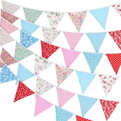G2PLUS 10M Süße Beidseitig Wimpel Girlande Stoff: Rot und Blau Bunting Wimpelkette, Stoffgirlande mit 36 STK Farbenfroh Wimpeln für Hochzeits Geburtstag Party,Kinderzimmer-Deko G2PLUS 10M Süße Beidseitig Wimpel Girlande Stoff: Rot und Blau Bunting Wimpelkette, Stoffgirlande mit 36 STK Farbenfroh Wimpeln für Hochzeits Geburtstag Party,Kinderzimmer-Deko