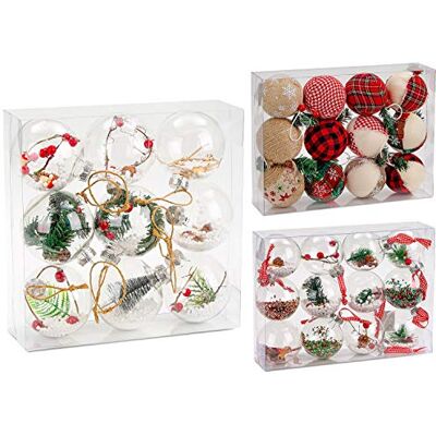 BRUBAKER 9-teiliges Set Acryl Weihnachtskugeln Christbaumkugeln transparent durchsichtig befüllt Ø 10 cm Christbaumanhänger BRUBAKER 9-teiliges Set Acryl Weihnachtskugeln Christbaumkugeln transparent durchsichtig befüllt Ø 10 cm Christbaumanhänger
