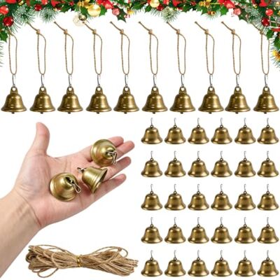 ZXBBTZ 40x Bronze Glöckchen mit 10m Jute-Seil Windspiele zum Basteln DIY Vintage Glocken Für Weihnachtsdeko Hochzeiten Hundetraining mit Öse Haken Seil Festliche Weihnachts Glocken Christbaumschmuck ZXBBTZ 40x Bronze Glöckchen mit 10m Jute-Seil Windspiele zum Basteln DIY Vintage Glocken Für Weihnachtsdeko Hochzeiten Hundetraining mit Öse Haken Seil Festliche Weihnachts Glocken Christbaumschmuck