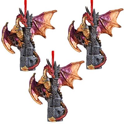 Design Toscano Christbaumschmuck Sansibar die gotischen Drachen auf Schloss Feiertags-Verzierung: Set von drei Drachen-Statue Design Toscano Christbaumschmuck Sansibar die gotischen Drachen auf Schloss Feiertags-Verzierung: Set von drei Drachen-Statue