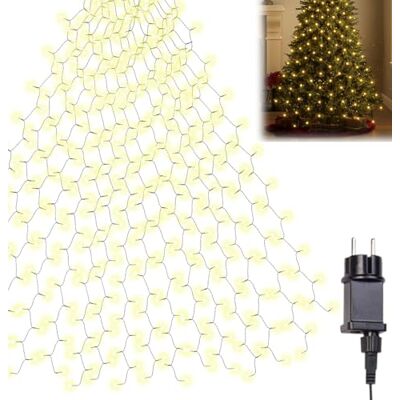 Lunartec Lichtervorhang: Weihnachtsbaum-Überwurf-Lichterkette, 16 Stränge, 400 LEDs, 2,5m, 230V (Weihnachtsbaum Lichterkette außen, Tannenbaum Überwurf, Kerze) Lunartec Lichtervorhang: Weihnachtsbaum-Überwurf-Lichterkette, 16 Stränge, 400 LEDs, 2,5m, 230V (Weihnachtsbaum Lichterkette außen, Tannenbaum Überwurf, Kerze)