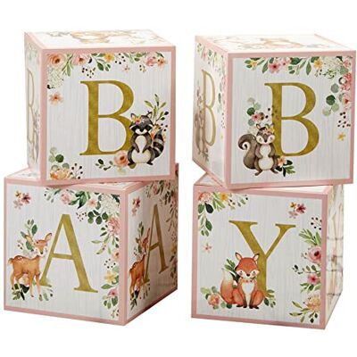 Kate Aspen Pink Woodland Baby Shower, Einheitsgröße, Blockbox-Dekoration Kate Aspen Pink Woodland Baby Shower, Einheitsgröße, Blockbox-Dekoration