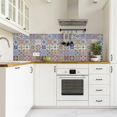CREARREDA Küchenspritzschutz starre Wandaufkleber für Herde 60 x 58 cm Glänzender Effekt Dicke 1 mm Beschichtung I schwer entflammbar und hitzebeständig und wasserdicht Farbe Azulejos CREARREDA Küchenspritzschutz starre Wandaufkleber für Herde 60 x 58 cm Glänzender Effekt Dicke 1 mm Beschichtung I schwer entflammbar und hitzebeständig und wasserdicht Farbe Azulejos
