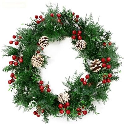 KARAT Pflanzenwand Kunstpflanzen zur Wandmontage Wandgarten Weihnachtskranz Mit Tannenzapfen, Beeren und festlichen grünen Akzenten Dekorativer Kranz für Tür und Wand (Pinecone, Ø 45 cm) KARAT Pflanzenwand Kunstpflanzen zur Wandmontage Wandgarten Weihnachtskranz Mit Tannenzapfen, Beeren und festlichen grünen Akzenten Dekorativer Kranz für Tür und Wand (Pinecone, Ø 45 cm)