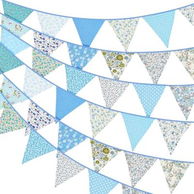G2PLUS 10M Süße Beidseitig Wimpel Girlande Stoff: Blau Bunting Wimpelkette, Stoffgirlande mit 36 STK Farbenfroh Wimpeln für Hochzeits Geburtstag Party,Kinderzimmer-Deko G2PLUS 10M Süße Beidseitig Wimpel Girlande Stoff: Blau Bunting Wimpelkette, Stoffgirlande mit 36 STK Farbenfroh Wimpeln für Hochzeits Geburtstag Party,Kinderzimmer-Deko
