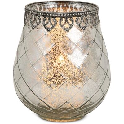 matches21 HOME & HOBBY Vintage Kerzenglas Windlicht silber in 18 cm Modernes Windlichtglas als Kerzenständer Laterne und Teelichthalter Boho Kerzenhalter Teelichtglas für Wohnzimmer Tisch-Deko, Balkon, Hochzeit matches21 HOME & HOBBY Vintage Kerzenglas Windlicht silber in 18 cm Modernes Windlichtglas als Kerzenständer Laterne und Teelichthalter Boho Kerzenhalter Teelichtglas für Wohnzimmer Tisch-Deko, Balkon, Hochzeit