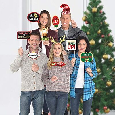 amscan Weihnachts-Foto-Requisiten mit lustigen Wortschildern (13-teilig) – 1 Packung amscan Weihnachts-Foto-Requisiten mit lustigen Wortschildern (13-teilig) – 1 Packung